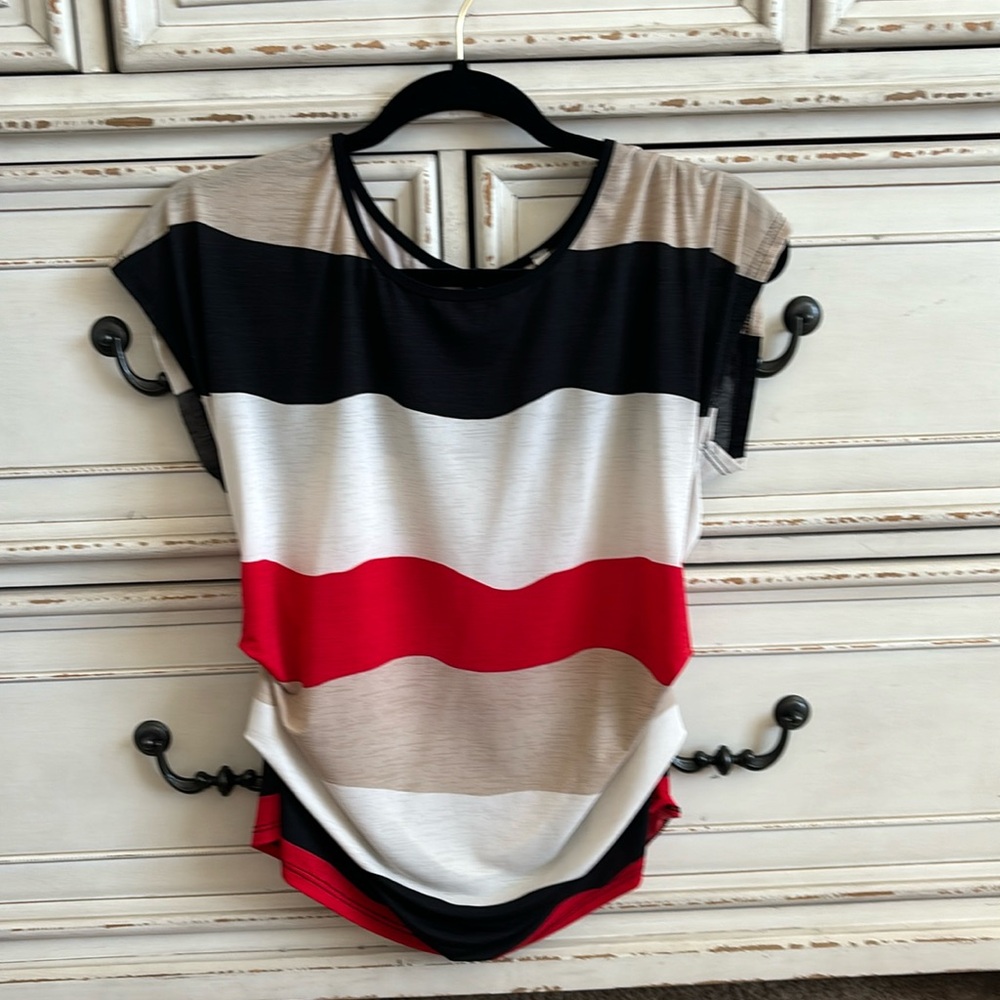 Striped, rouched, blouse
